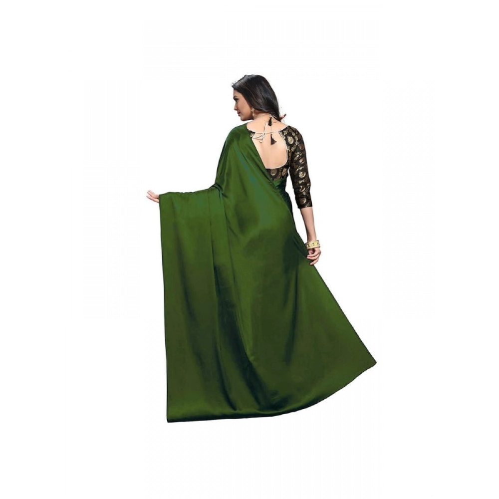 Royal Women's Satin Solid Saree With Blouse Piece