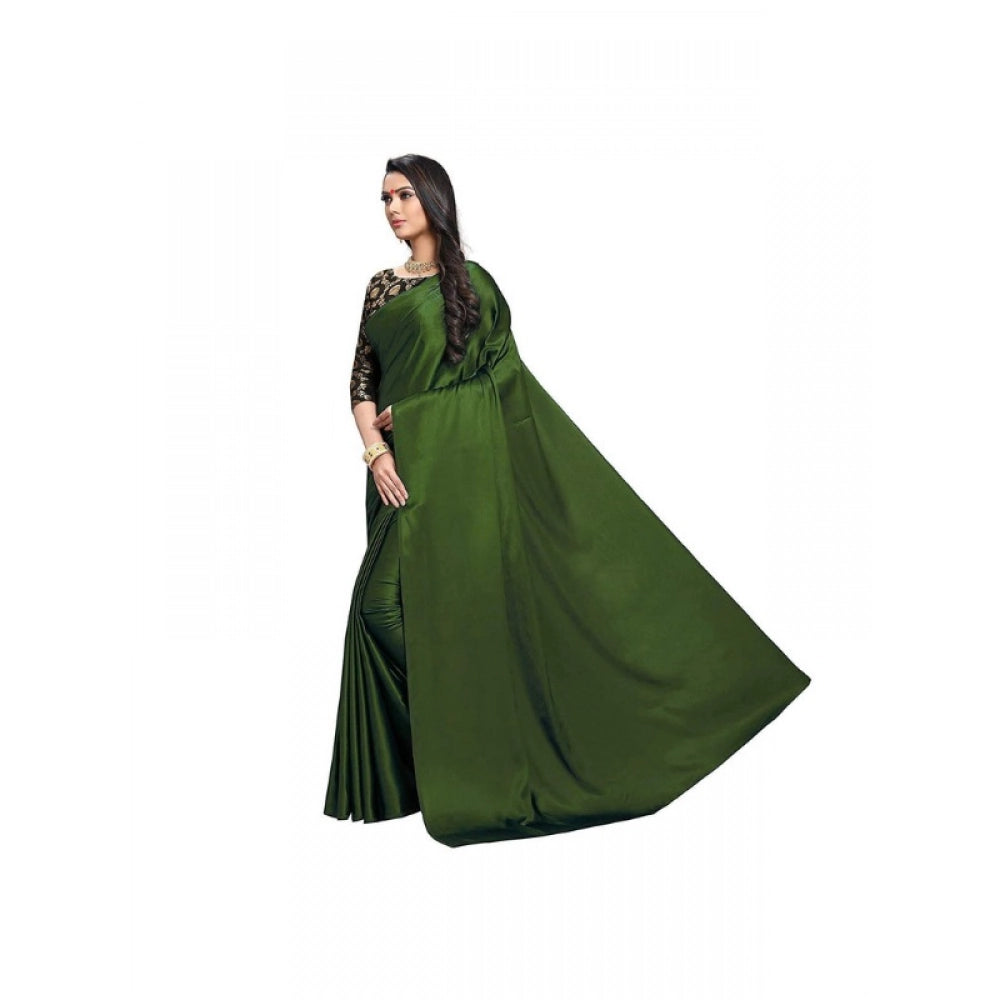 Royal Women's Satin Solid Saree With Blouse Piece
