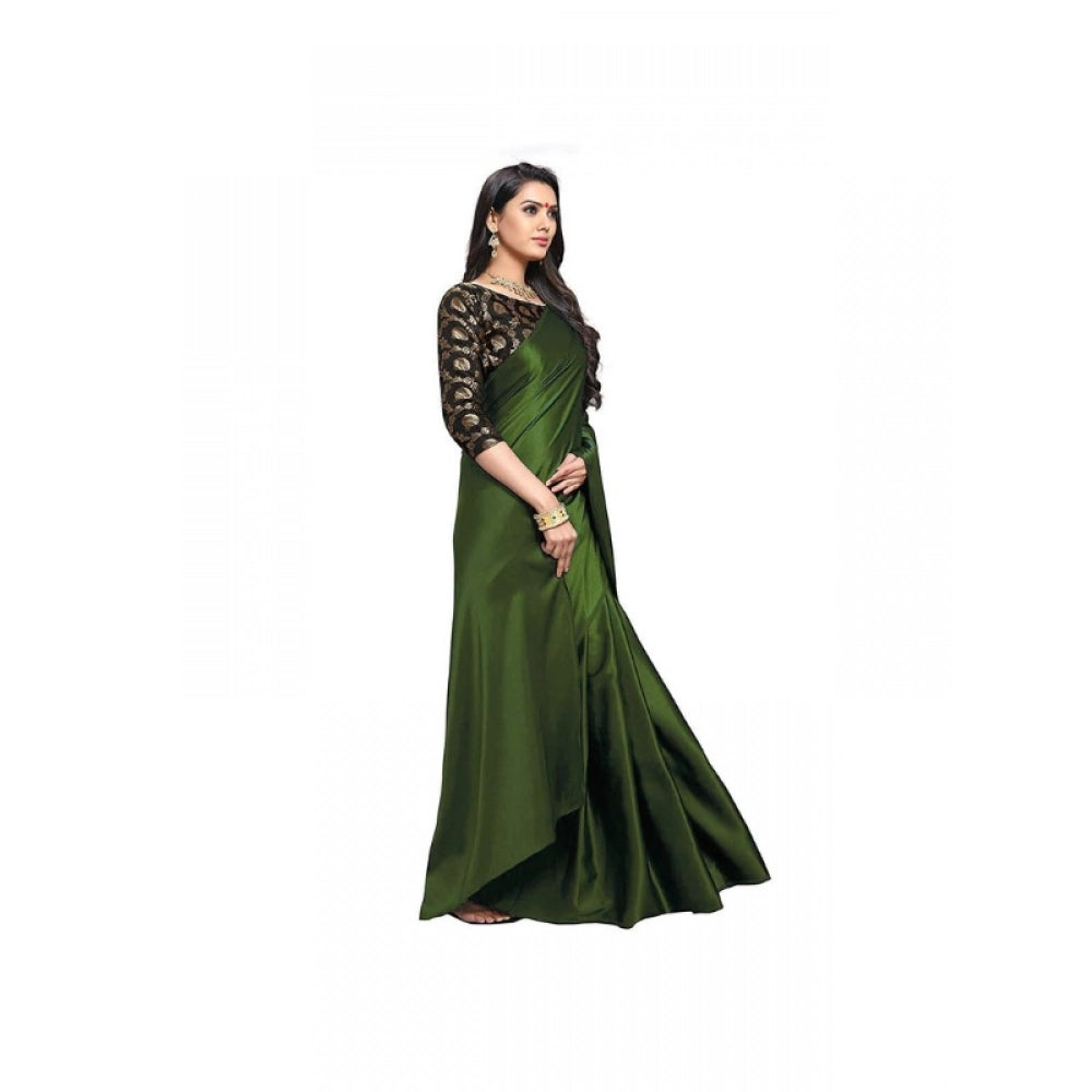 Royal Women's Satin Solid Saree With Blouse Piece