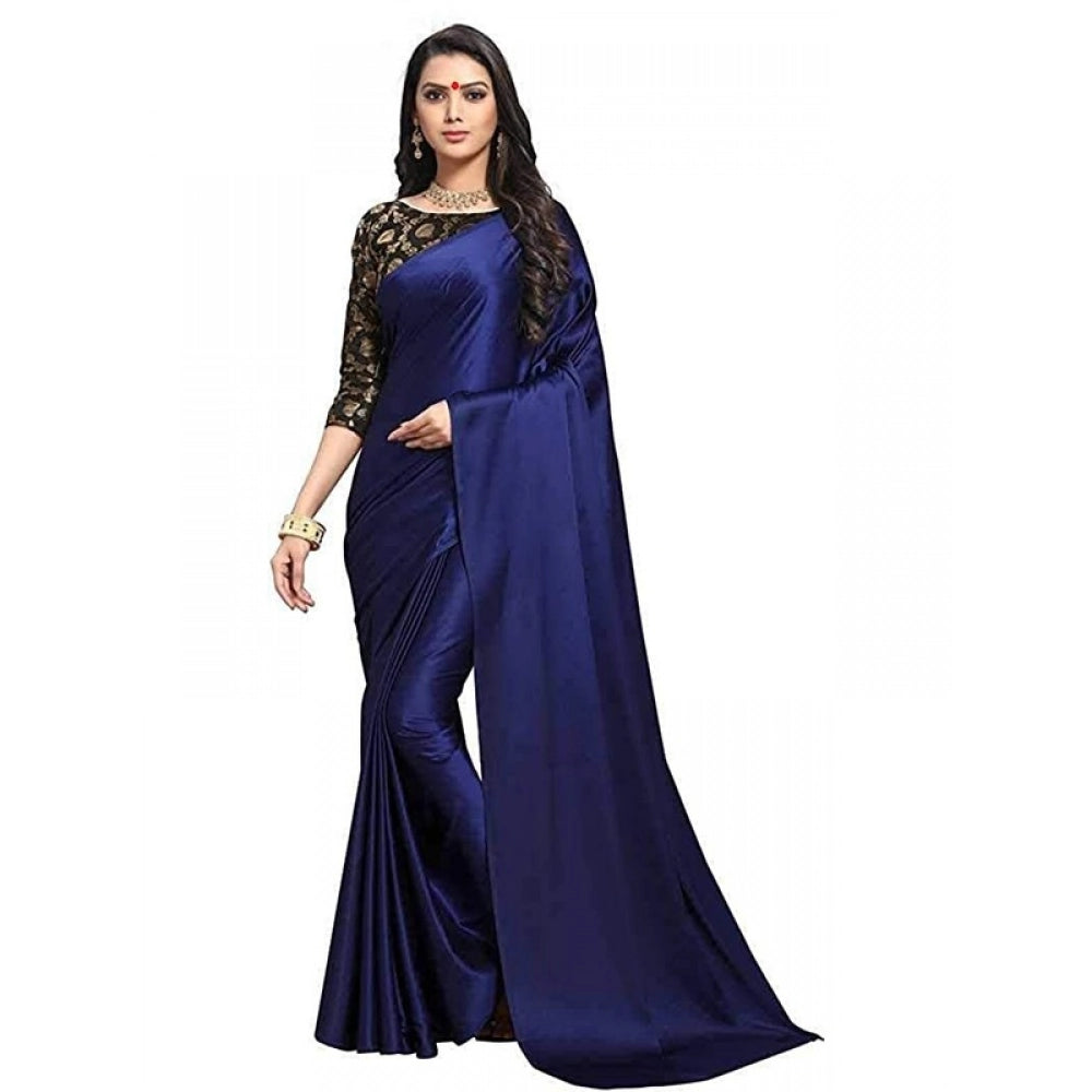 Royal Women's Satin Solid Saree With Blouse Piece