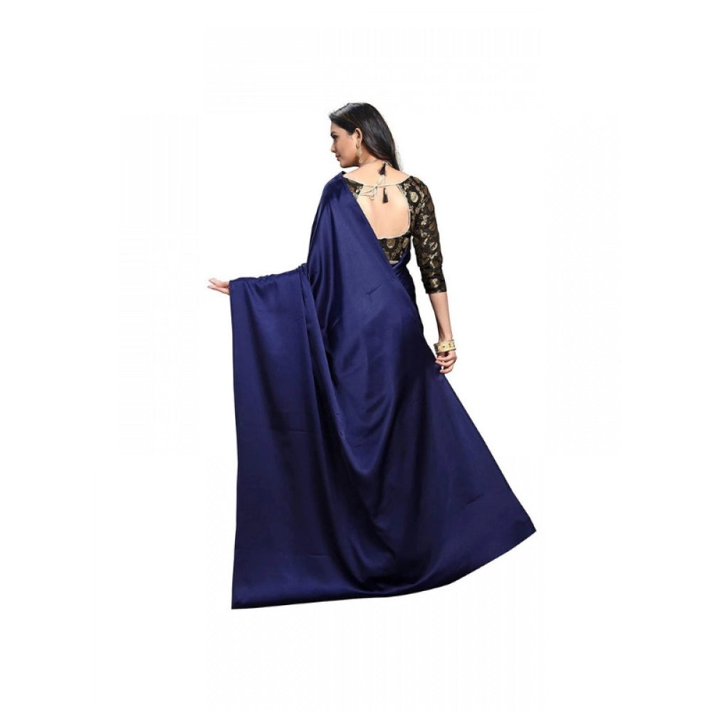 Royal Women's Satin Solid Saree With Blouse Piece