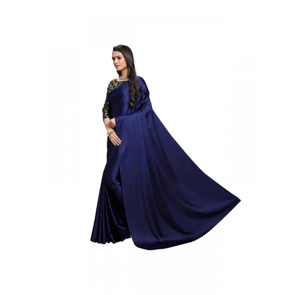 Royal Women's Satin Solid Saree With Blouse Piece