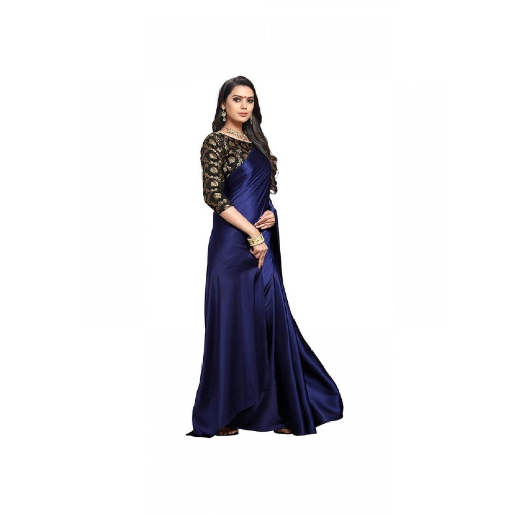 Royal Women's Satin Solid Saree With Blouse Piece