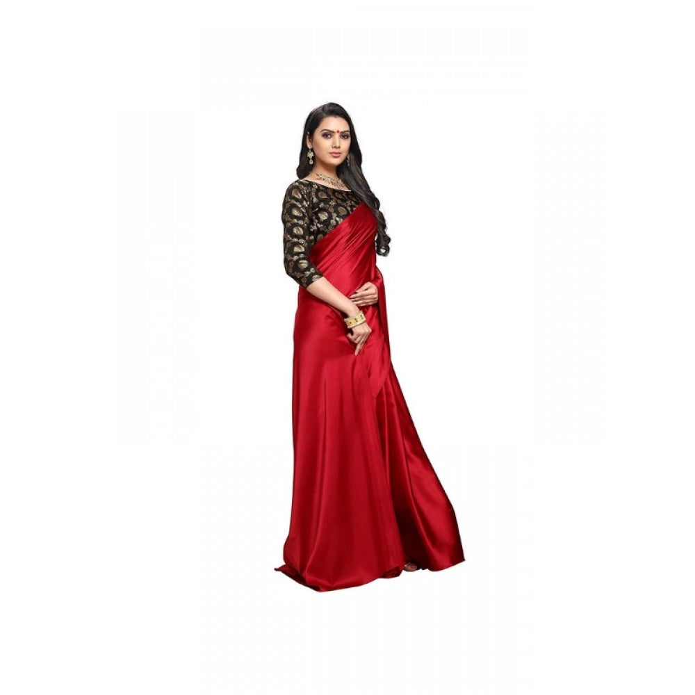 Royal Women's Satin Solid Saree With Blouse Piece