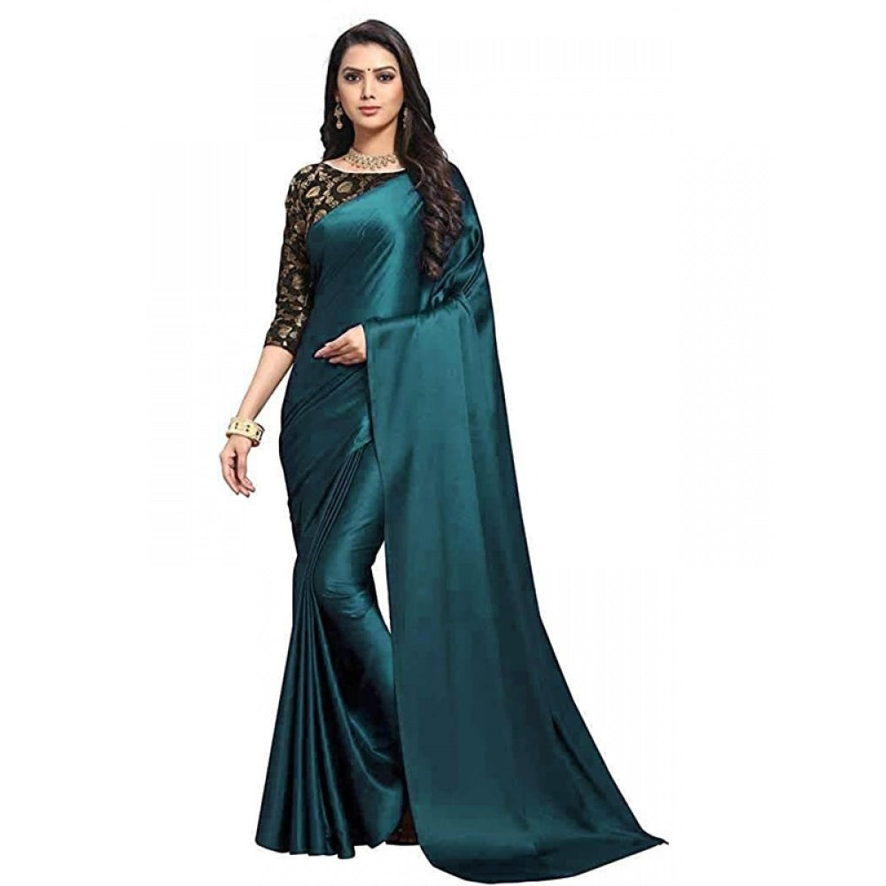 Royal Women's Satin Solid Saree With Blouse Piece