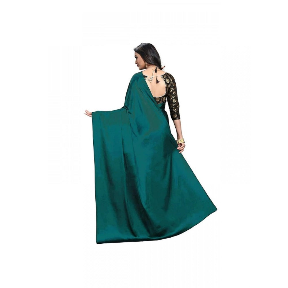Royal Women's Satin Solid Saree With Blouse Piece