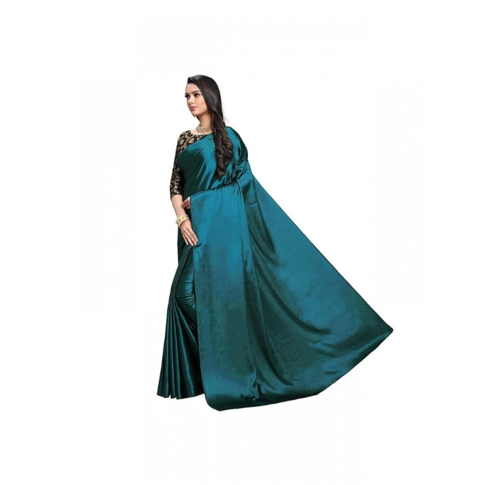 Royal Women's Satin Solid Saree With Blouse Piece