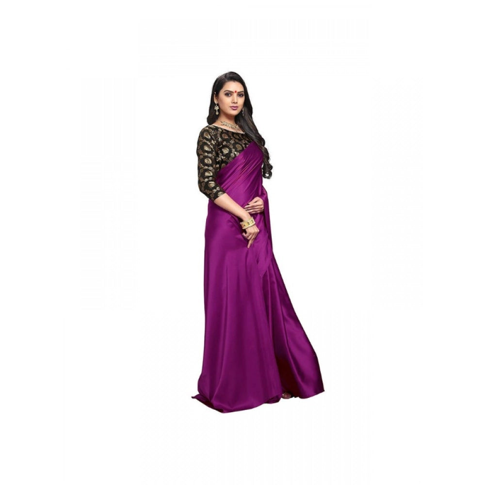 Royal Women's Satin Solid Saree With Blouse Piece