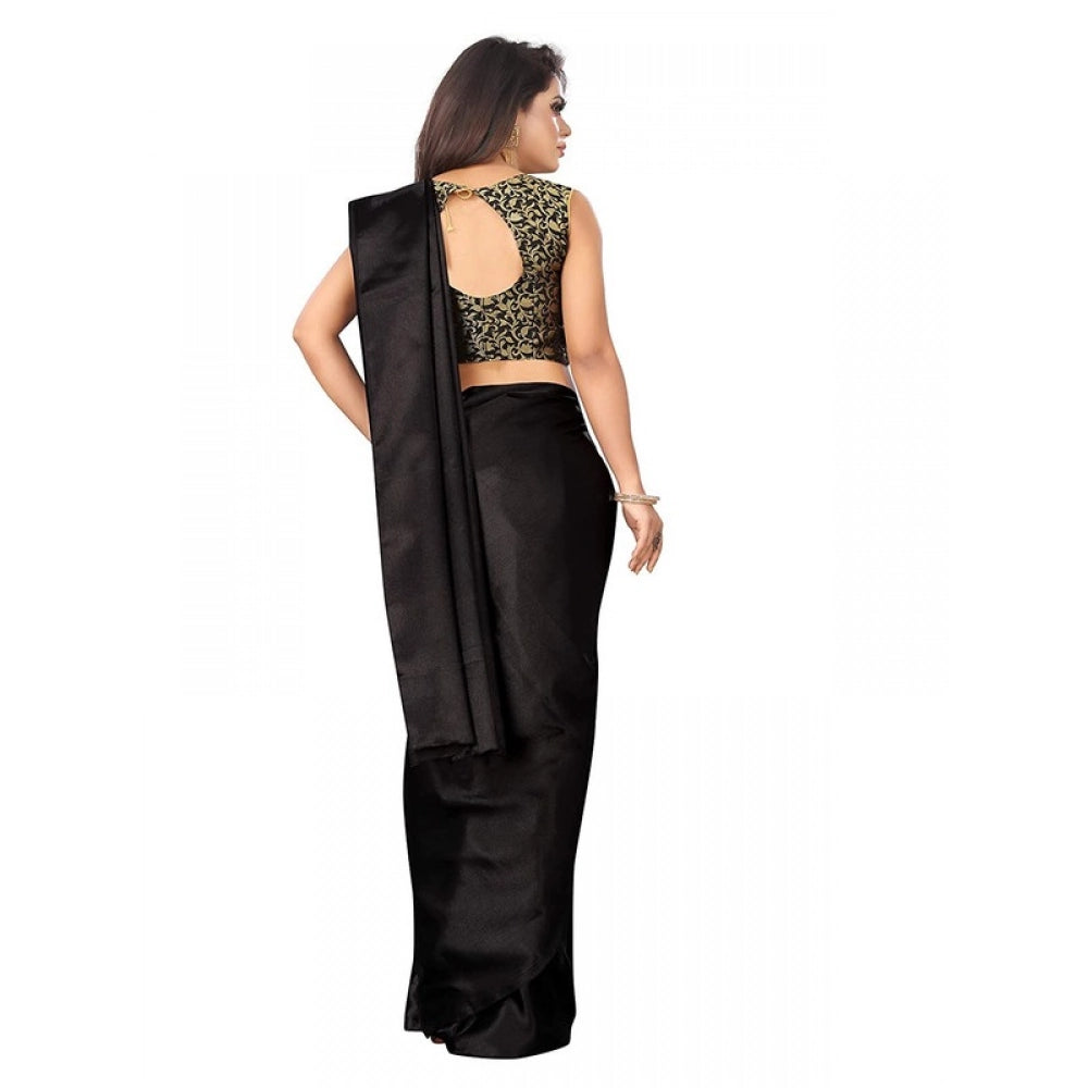 Funky Women's Satin Printed Saree With Blouse Piece