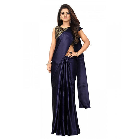 Funky Women's Satin Printed Saree With Blouse Piece