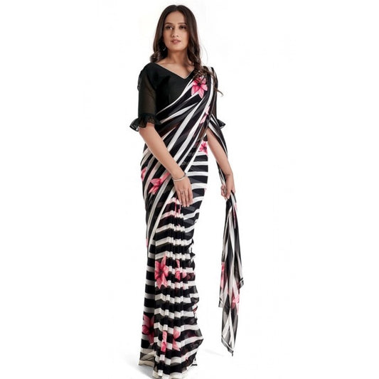 Classy Women's Georgette Printed Saree With Blouse Piece
