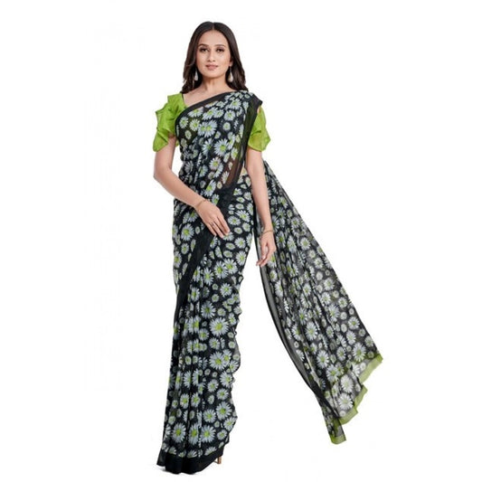 Classy Women's Georgette Printed Saree With Blouse Piece