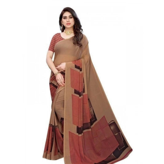 Classy Women's Georgette Printed Saree With Blouse Piece