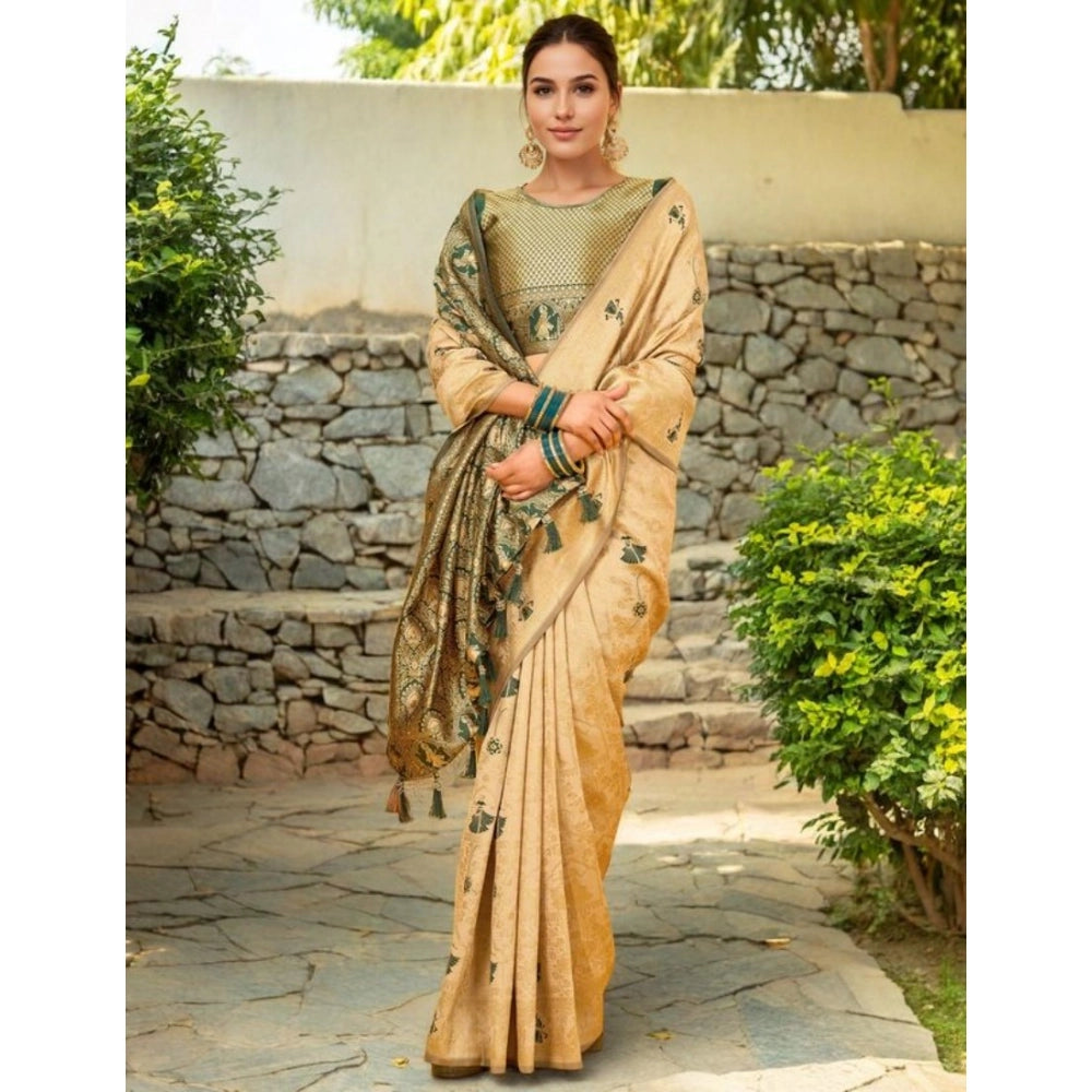 Fashionable Women's Silk Blend Woven Paithani Saree With Blouse Piece