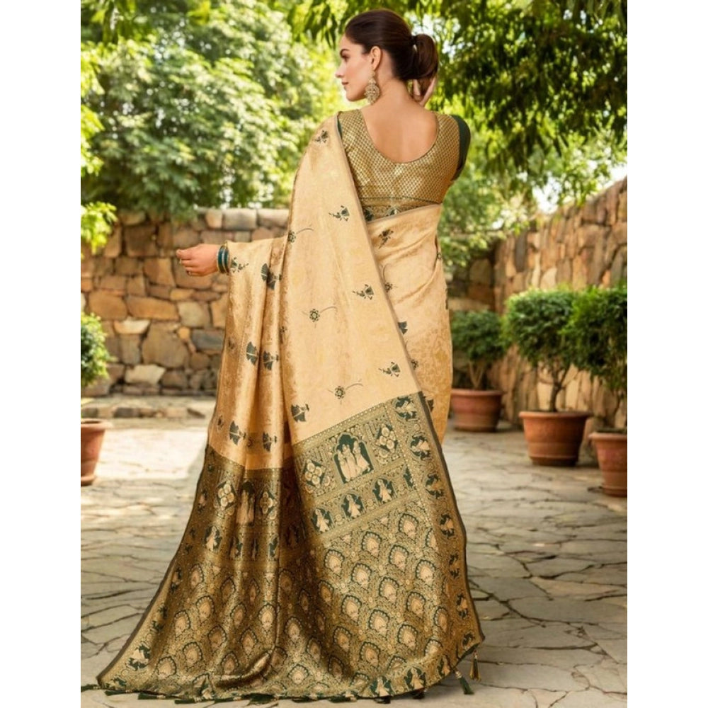 Fashionable Women's Silk Blend Woven Paithani Saree With Blouse Piece