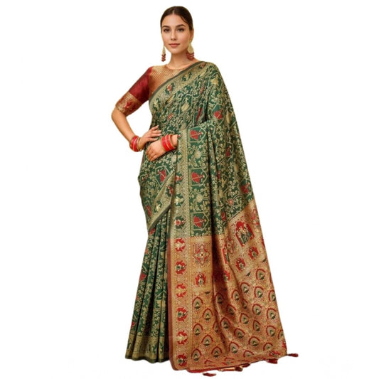 Fashionable Women's Silk Blend Woven Paithani Saree With Blouse Piece
