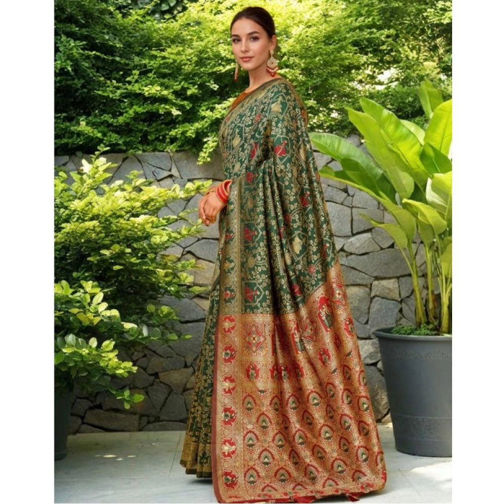 Fashionable Women's Silk Blend Woven Paithani Saree With Blouse Piece