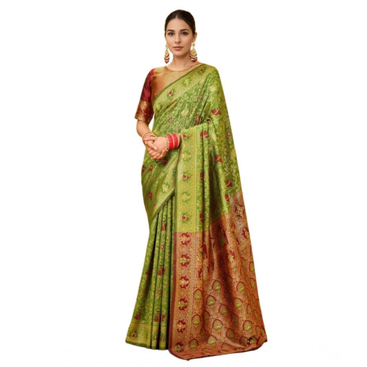 Fashionable Women's Silk Blend Woven Paithani Saree With Blouse Piece