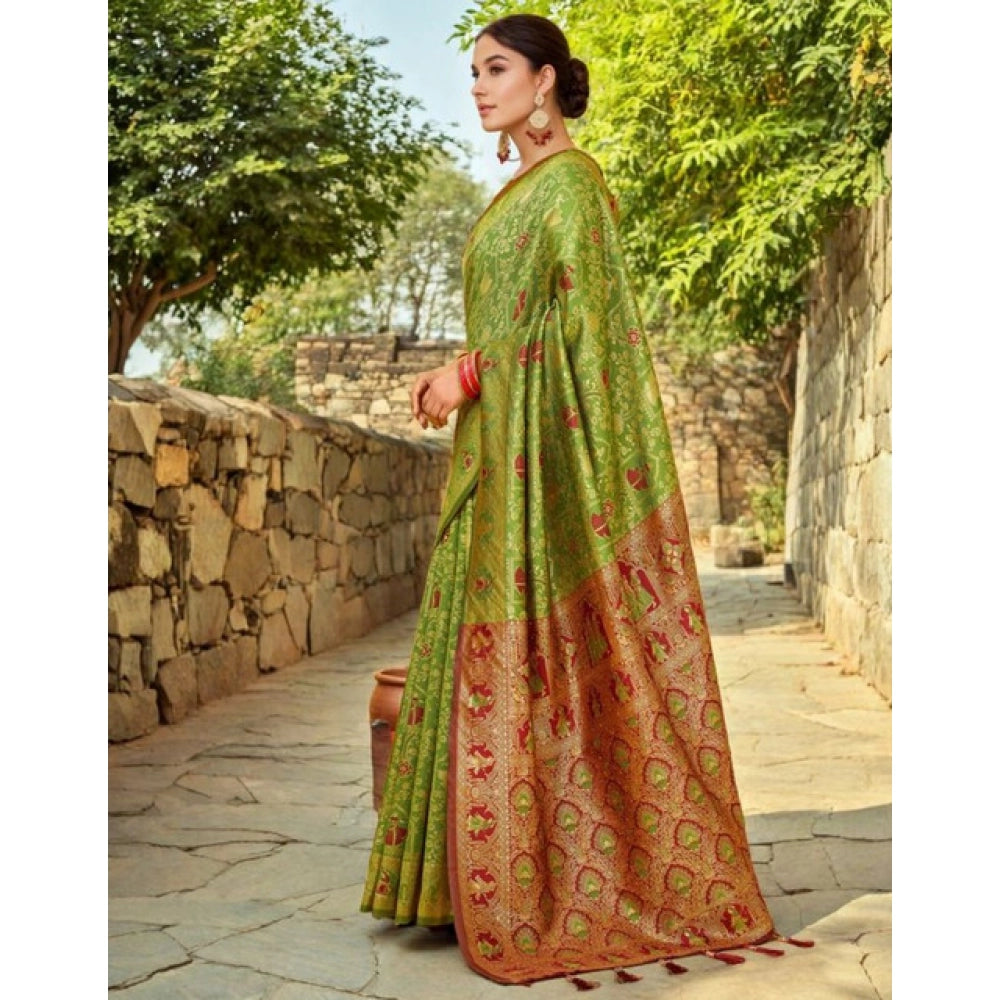 Fashionable Women's Silk Blend Woven Paithani Saree With Blouse Piece