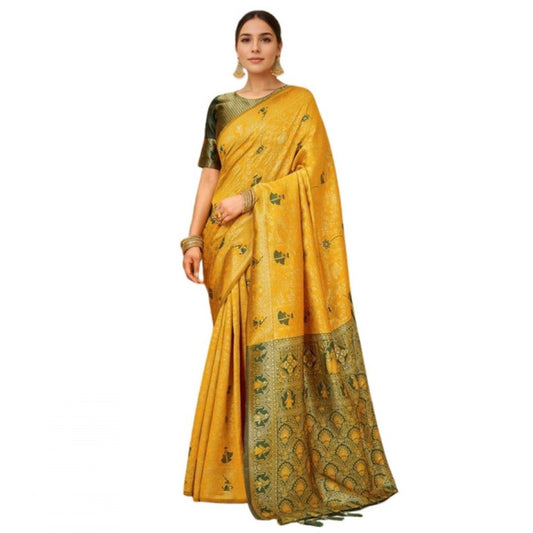 Fashionable Women's Silk Blend Woven Paithani Saree With Blouse Piece