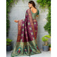 Elegant Women's Silk Blend Woven Zari Work Saree With Blouse Piece