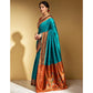 Stylish Women's Silk Blend Zari Woven Saree With Blouse Piece