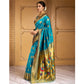 Attractive Women's Silk Blend Paithani Saree With Blouse Piece