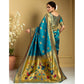 Attractive Women's Silk Blend Paithani Saree With Blouse Piece