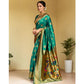 Attractive Women's Silk Blend Paithani Saree With Blouse Piece
