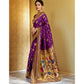 Attractive Women's Silk Blend Paithani Saree With Blouse Piece