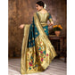 Attractive Women's Silk Blend Paithani Saree With Blouse Piece