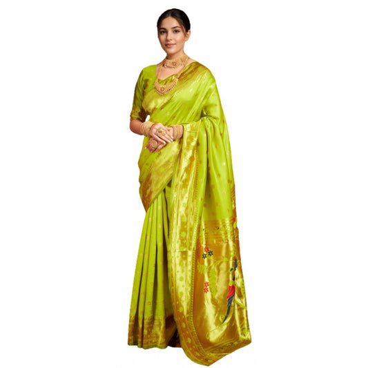 Stunning Women's Silk Blend Woven Saree With Blouse Piece