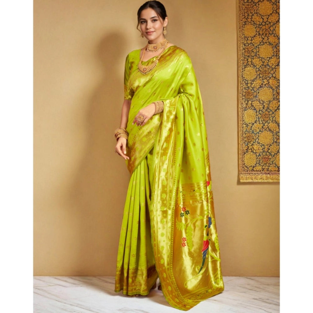 Stunning Women's Silk Blend Woven Saree With Blouse Piece
