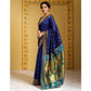 Adorable Women's Silk Blend Zari Woven Saree With Blouse Piece