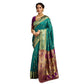 Beautiful Women's Silk Blend Zari Weaving Saree With Blouse Piece