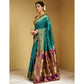 Beautiful Women's Silk Blend Zari Weaving Saree With Blouse Piece