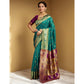 Beautiful Women's Silk Blend Zari Weaving Saree With Blouse Piece