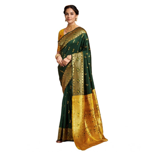 Beautiful Women's Silk Blend Zari Weaving Saree With Blouse Piece