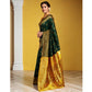 Beautiful Women's Silk Blend Zari Weaving Saree With Blouse Piece