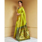Beautiful Women's Silk Blend Zari Weaving Saree With Blouse Piece