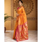 Pretty Women's Silk Blend Zari Weaving Saree With Blouse Piece