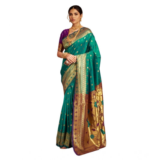 Pretty Women's Silk Blend Zari Weaving Saree With Blouse Piece