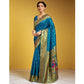Pretty Women's Silk Blend Zari Weaving Saree With Blouse Piece