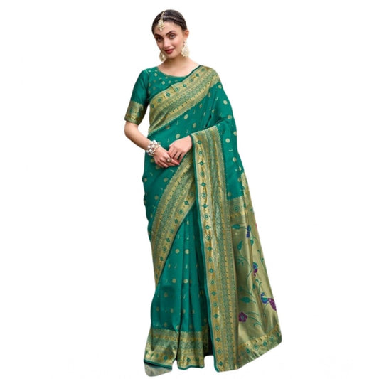 Designer Women's Silk Blend Paithani Weaving Saree With Blouse Piece