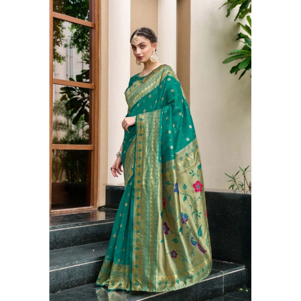 Designer Women's Silk Blend Paithani Weaving Saree With Blouse Piece