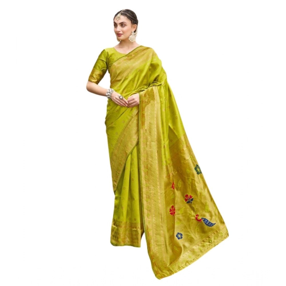 Designer Women's Silk Blend Paithani Weaving Saree With Blouse Piece