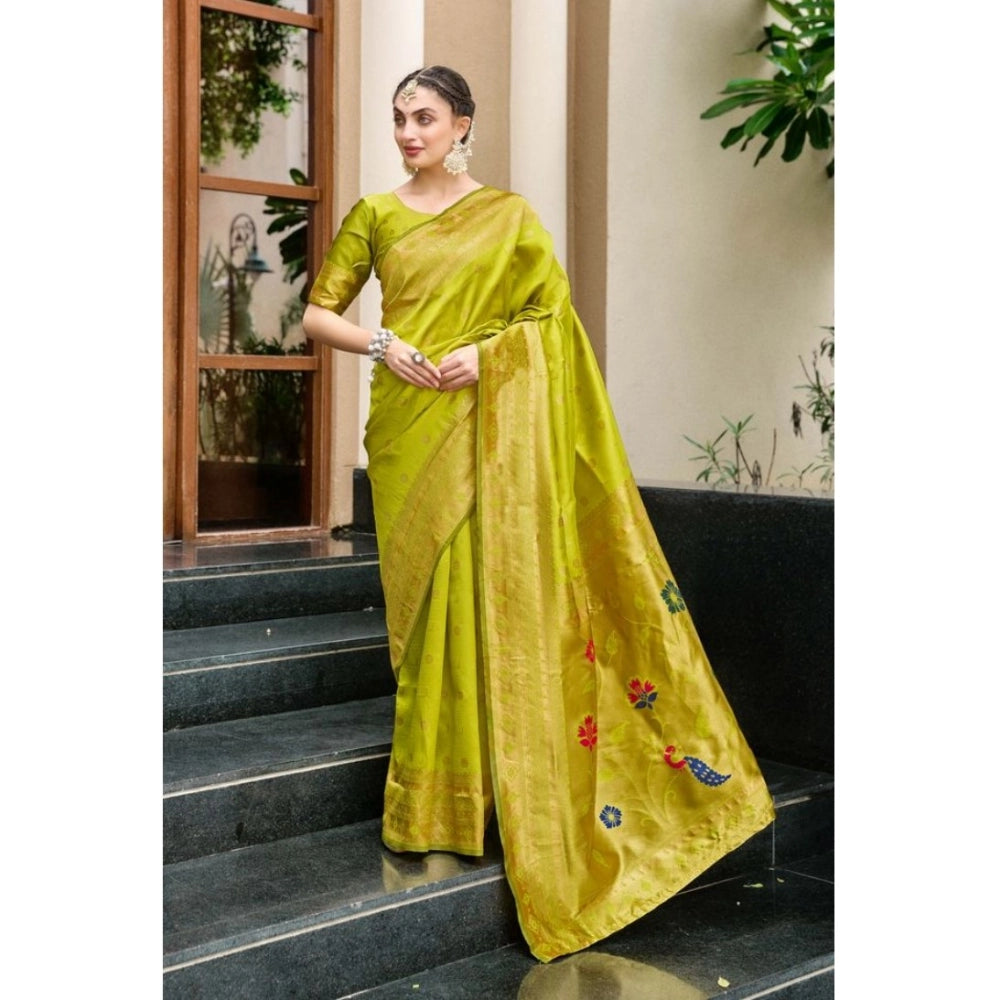Designer Women's Silk Blend Paithani Weaving Saree With Blouse Piece
