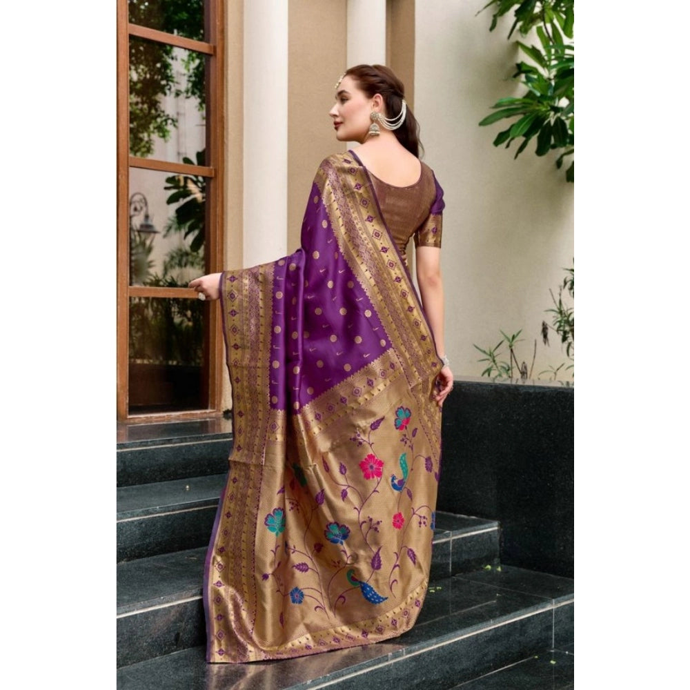 Designer Women's Silk Blend Paithani Weaving Saree With Blouse Piece