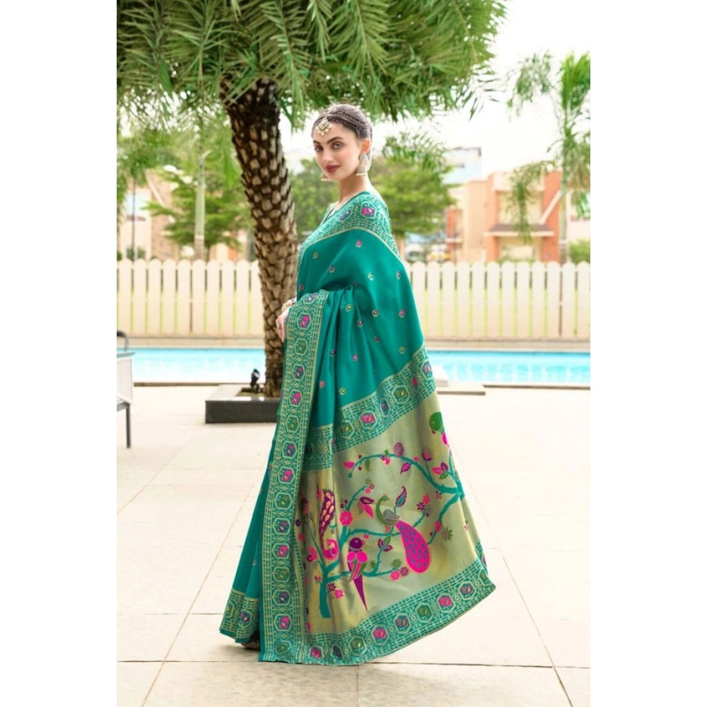 Designer Women's Silk Blend Paithani Weaving Saree With Blouse Piece