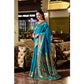 Stylish Women's Silk Blend Zari Woven Saree With Blouse Piece